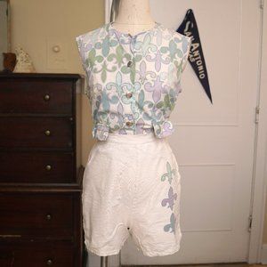 50s / 1950s 60s / 1960s Fleur de Lis Mint Lavender Coordinating Set